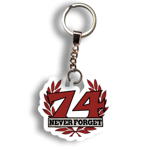 74 Never Forget keychain